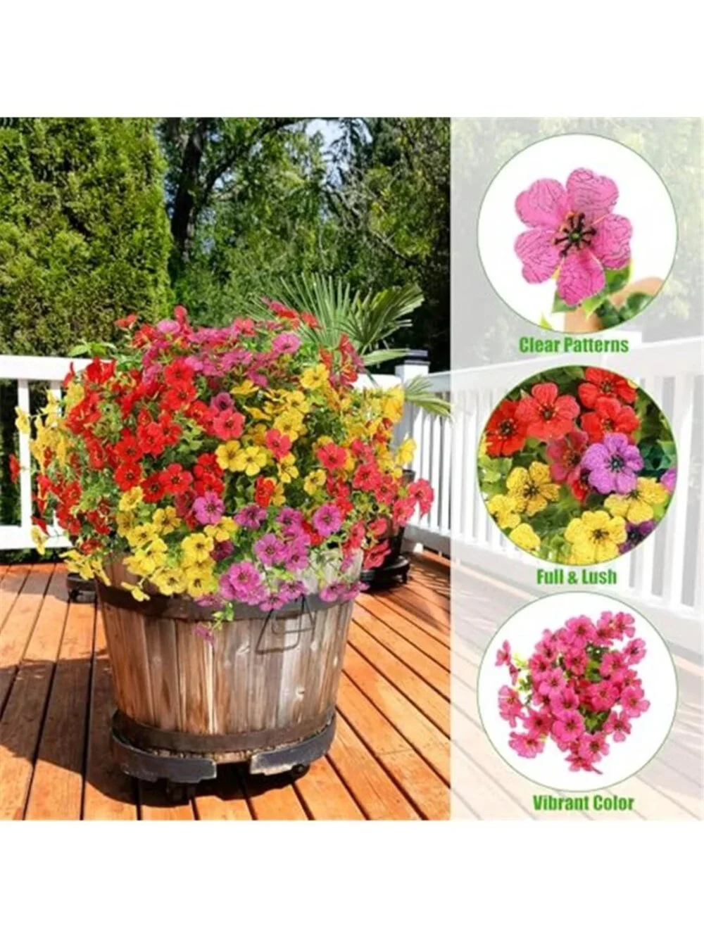 12 Bundle Faux Silk Daisy Eucalyptus UV Resistant Outdoor Fake Flowers Decor